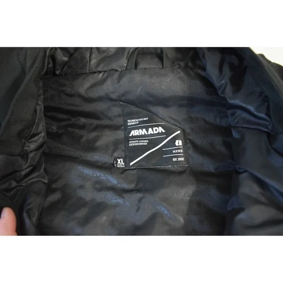 Armada Arlington Hooded Vest XL Mens XL Black Zip Snowboard Winter Insulated